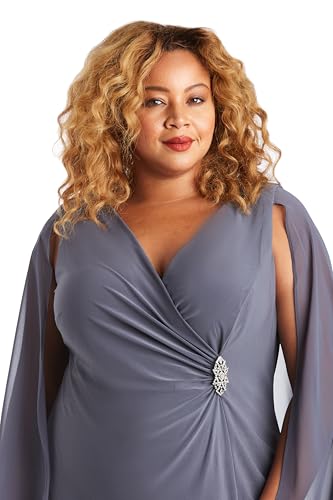 Image of R&M Richards Women's Knee-Length Wrap Dress W /Rhinestone Waist Detail & Chiffon Duster Cape