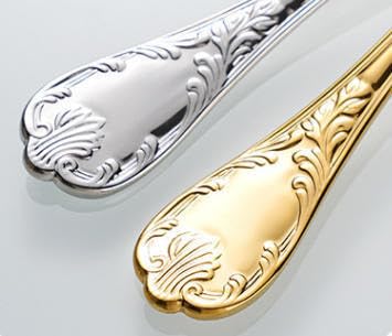 Ce Service de Couverts Comprend 10 cuillères et fourchettes en Acier Inoxydable avec Manches sculptés à Motifs décoratifs. Un Ensemble Luxueux et Unique pour la Maison. Couleur Argent. 32 pi