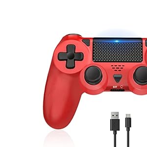 Wireless Controller für Ps-4 Bonacell Dual Vibration Kabellose Gamepad mit Turbo und 3.5mm Audio Jack/LED/Touch Pad für P-s4/Pro/Slim/Pc