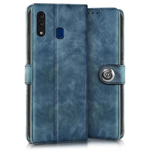 Image of WOW IMAGINE Shock Proof Flip Cover Back Case for Samsung Galaxy A20 | A30 | M10s (Magnetic Button Flip Case | Wallet Pockets & Stand | Leather Finish | Aquamarine)