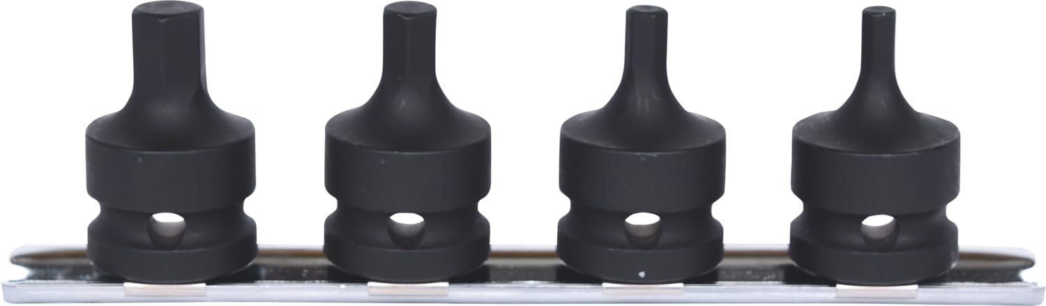 KS Tools 515.1103 1/2" Juego de llaves de vaso de impacto con punta para tornillos con encastre hexagonal, cortas, 4 pzs