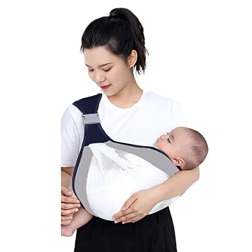 Image of Hoibampu Baby Wraps Carrier Breathable Lightweight Baby Carrier One Shoulder Mesh Baby Sling Carrier for Newborn to Toddler (Grey)