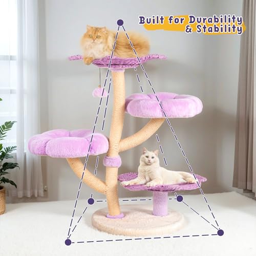Árbol para Gatos Tejido con Flor, 35.4 Pulgadas miniatura 6