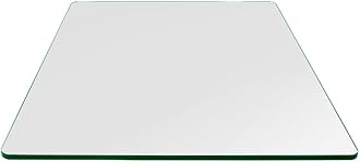 Dulles Glass 24 inch Square Glass Table Top - Tempered - 3/8" Thick Glass Surface, Safe Flat Polished, Radius Corners, Multipurpose for Dining Table, Patio, Coffee and End Table