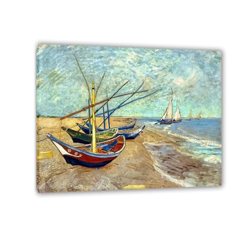 Bateaux de pêche sur la plage de Van Gogh, une œuvre d'art pour évader votre esprit