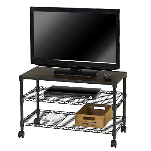 Doshisha NO8052-3 Luminous Steel Rack, Black, TV Stand, Width 31.5 inches (80 cm), Noir Series Storage Shelf