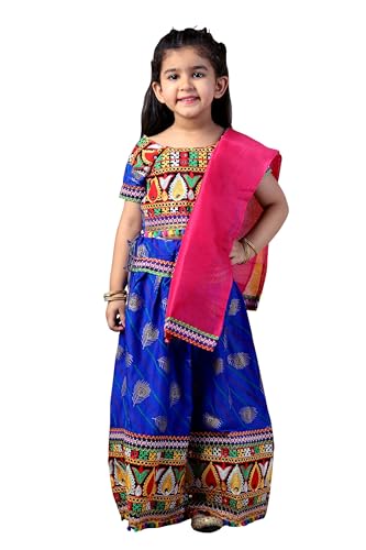 Image of AHHAAAA Kids Embroidered Traditional Ghoomar Lehenga Choli |Chania Choli|Radha Dress|Navratri /Dandiya /Garba Dress with Dupatta for Girls Y0040
