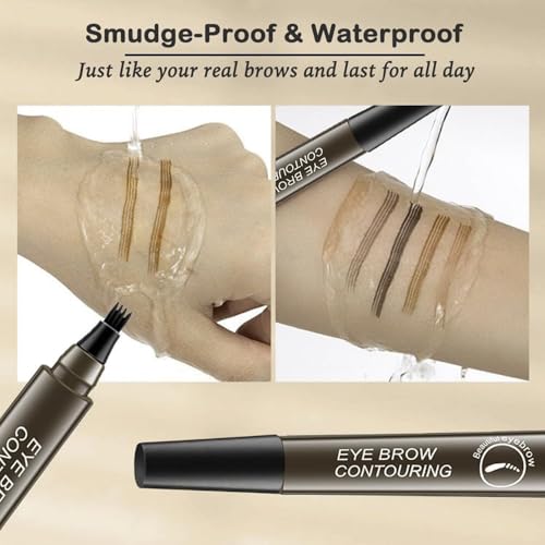 Image of Eyebrow Pencil, Waterproof Microblading Eyebrow Pencil with a Micro-Fork Tip Applicator Creates Black Fine Sketch Liquid Eye Brow Tattoo Tint Pen (brown)
