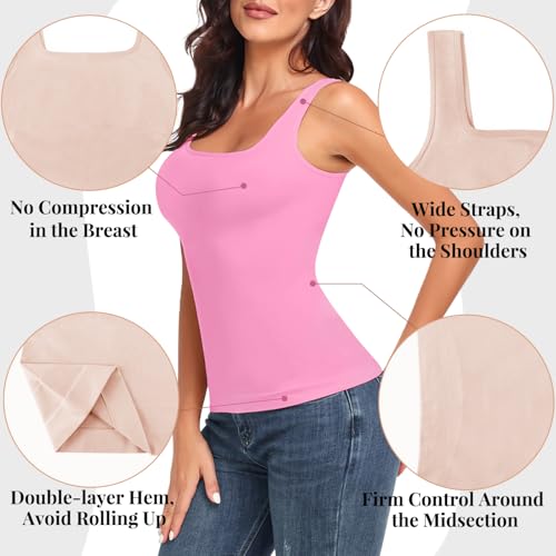 Image of EUYZOU Women's Tummy Control Shapewear Tank Tops Seamless Square Neck Compression Tops Slimming Body Shaper Camisole