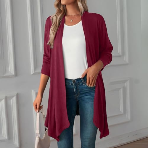 Chaqueta larga holgada tipo cárdigan monocolor de mujer para invierno 2