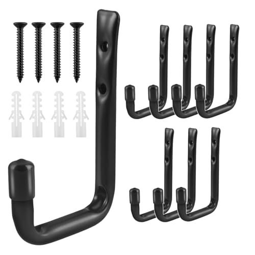 Maclean - Maclean Support mural | Support pour pneus, roues, échelles et vélos | Construction en acier avec revêtement en caoutchouc | Charge maximale : 22 kg | Rangement (lot de 8 – Hauteur 12,5 cm, longueur 8