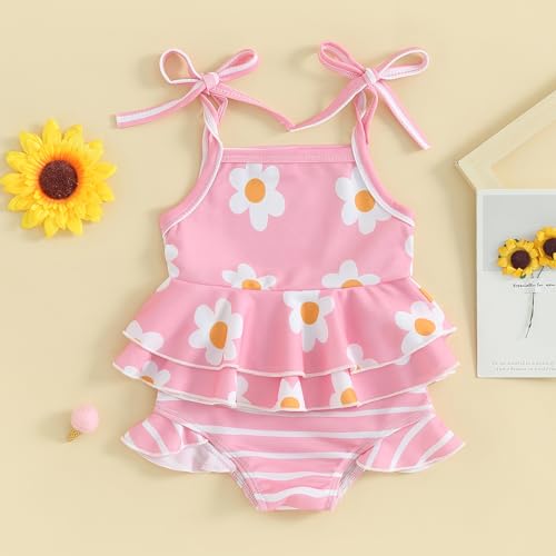 Dnomaid Yzarc HYL-XHVW-CVAR0GPJA4 Toddler Baby Girl Swimsuit 2 Piece Floral Sleeveless Strap Ruffle Bikini Set Swimwear Summer Beach Bathing Suit thumb #2