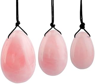 Shanxing Rose Quartz Yoni Eggs Set of 3, Predrilled, with Unwaxed String, Massage Stone for Women to Train Pelvic Muscles Kegel Exercise
