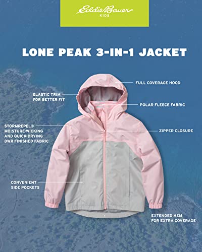 Image of Eddie Bauer Girls' Rain Jacket - Lone Peak Waterproof 3 in 1 Insulated Windbreaker Coat with Removable Fleece Lining (5-20)