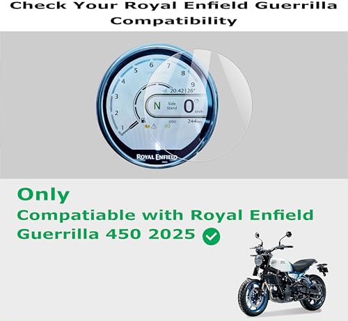 Image of OHAYO 9H Hard Screen Protector for Royal Enfield Himalayan 450, Guerrilla 450, Bear 650 2023+ | Scratch Resistant, Military Strength, HD Clear, Bubble Free | Waterproof TFT Display Protection Film | Instrument Cluster Guard | Not Tempered Glass