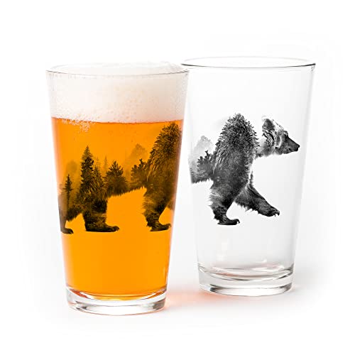 Pint Glasses By Black Lantern – Handmade Craft Beer Glasses And Bar Glassware – Double Exposure Bear Design (Set Of Two 16Oz. Glasses) #TOP8
