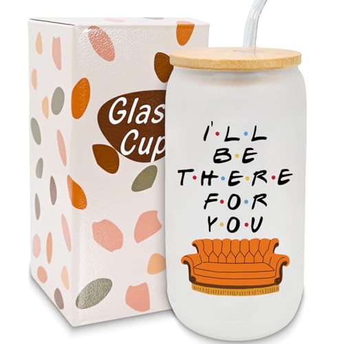 HSSPIRITZ Geschenke für Friends Fans Friends Merchandise Trinkbecher mit Deckel & Strohhalm Iced Kaffeegläser Geburtstag Weihnachten Ideal für Bier Cocktail Saft Wasser - ILL be There for you