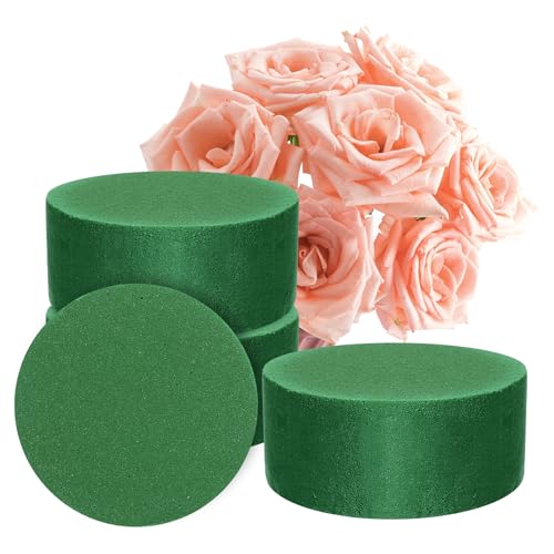QFGasre 4 Pcs Florist Foam Block Round Floral Foam Block Wet Dry Green Foams for Artificial Freshs Flower Arrangement Garden Decorations Wedding Home Decor
