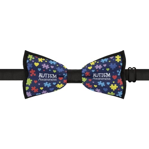GoasNei Autism Awareness Month Bow Tie for Men Adjustable Necktie Funny Tie Neck Ties for Weddings Party