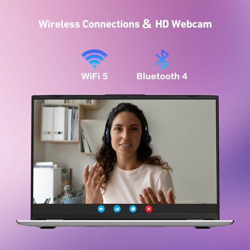 Image of 2025 14'' Laptop Compatible with Windows 11, 8GB RAM 256GB SSD, Quad-Core Processor(2.9GHz), 1080P FHD Display, TF Card Slot, USB-C, Mini-HDMI, WiFi5, Bluetooth, Webcam, Silver