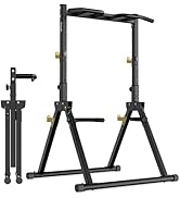 DH FitLife Opvouwbaar Power Tower Dip Station | optrekstang vrijstaand tot 300 kg met dip bars en...