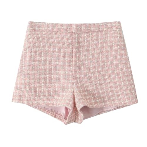 Short en tricot tweed femme chic taille haute short droit élégant automne
