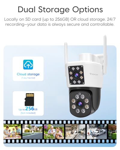 Image of VSTARCAM 2MP+2MP Outdoor Security Camera, 2K Dual Camera, 360 Monitoring, Custom Alarm Sound, Full Color Night Vision, 2-Way Audio, 2.4GHz WiFi, PIR Motion Sensor,Real Time Notifications