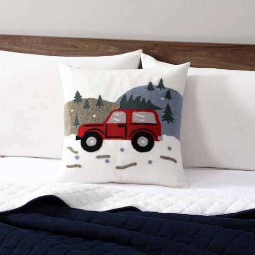 Image of Eddie Bauer - Throw Pillow, Soft Decorative Pillow for Bed or Couch, Christmas Decorations, 20 x 20, Holiday Truck Tree