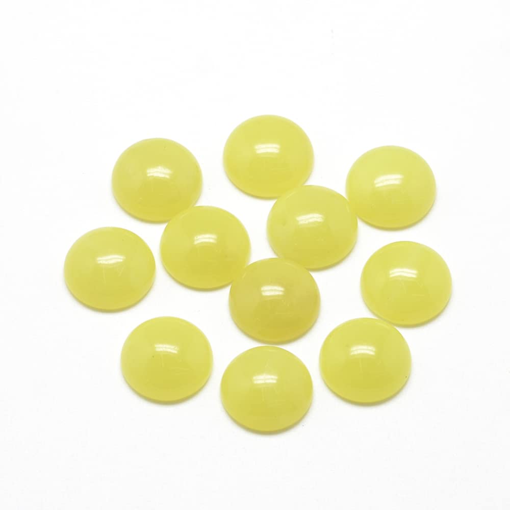 Craftdady 50PCS Flat Round Cabochon 16mm Natural Lemon Jade Chakra Healing Crystal Half Round Dome Cabs Flat Back Covers For Jewellery Making — image 1