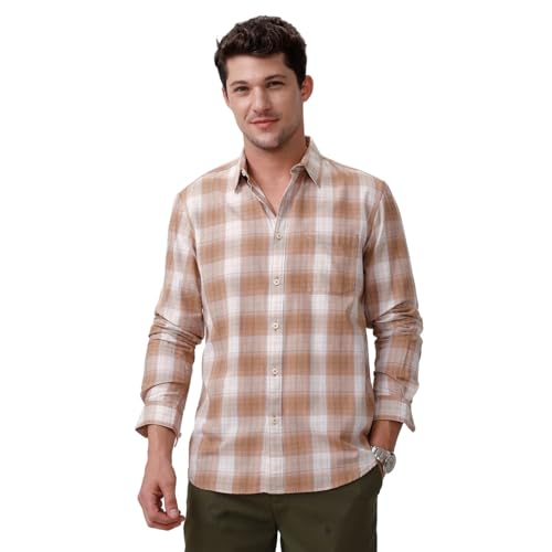 Image of BASICS 100% Cotton Checked Shirt for Men | Slim Fit | Everyday Smart Casual Wear | Full Sleeve