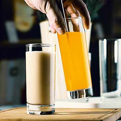 LUXU Highball Glasses(Set of 6)-10 oz,Lead-Free Drinking Glasses with Heavy Base,Premium Collins Tumblers,Durable Clear Tall Glass Cups for Water,Juice,Beer,Wine,Beverages,Cocktails and Mixed Drinks