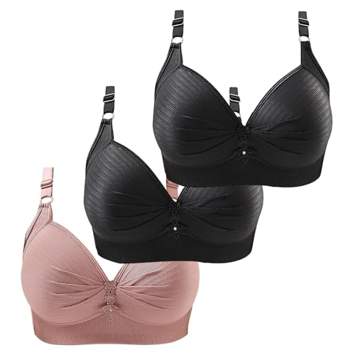 Brasieres sin aros HUIFUAO para mujer lencería cómoda de gran tamaño con hebilla frontal talla L
