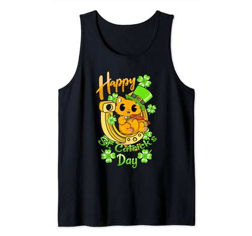 Regalo para los amantes de los gatos Feliz día de San Patric Camiseta sin Mangas