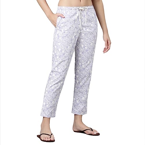 Image of Enamor Mid Rise Full Length Adjustable Drawstring Hangout Pant for Women - Relaxed Fit, Combed Cotton - E4A5