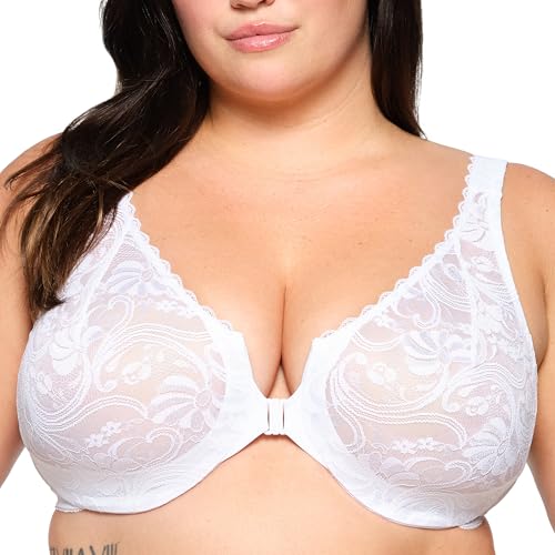 Image of Glamorise Womens Wonderwire Lace Front-Closure Underwire #9245