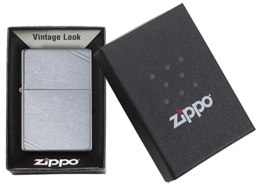 Image of Zippo Street Chrome Vintage with Slashes,Sivler, Pocket Fuel Windproof Premium Lighter (BIS Certified)