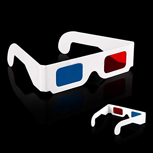 4Pcs Occhiali 3D universali in Carta Realizzati con cartoncino Bianco con Lenti Rosse e Ciano Adatto per Film Riviste TV Fumetti Anaglifi Video Internet Video e Immagini e Altro