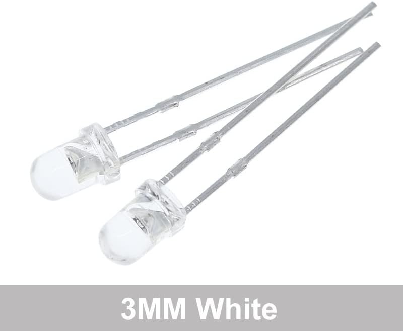 F3 Ultra Bright 3MM Round Water Clear Green/Yellow/Blue/White/Red LED Light Lamp Emitting Diode Dides Kit (Color : 10pcs White)