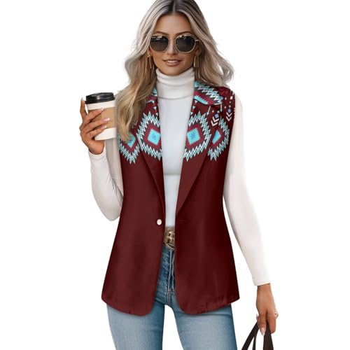 Aztec Vest Women,Western Vest For Women,Women Suit Vest,Sleeveless Blazers,S-5XL