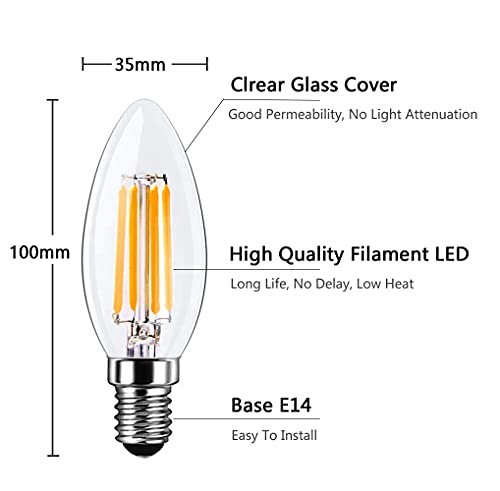 MAYCOLOR E14 Small Edison Screw Candle Bulb 4W Equivalent to 40W, Warm White 2700K, 400Lumen, Chandelier Light Bulbs - Image 3