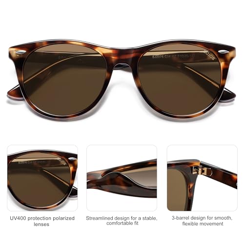Image of SOJOS Classic Polarized Sunglasses for Women Men Small UV400 SJ2076 | Lightweight Design Frame for All-day Comfort