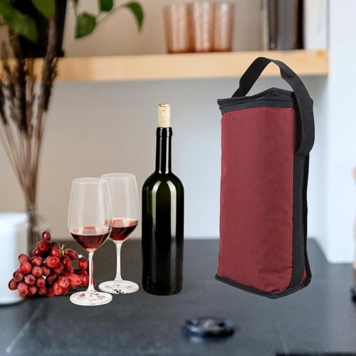 Harilla 2 Bottle Wine Bag Portable Wine Carrier Insulated Wine Carrying Bag Wine Tote Bag with Handle Red Thermal Wine Carrier Bag for Travel Outdoor Beach Picnic Wine Lover Gifts - Image 3