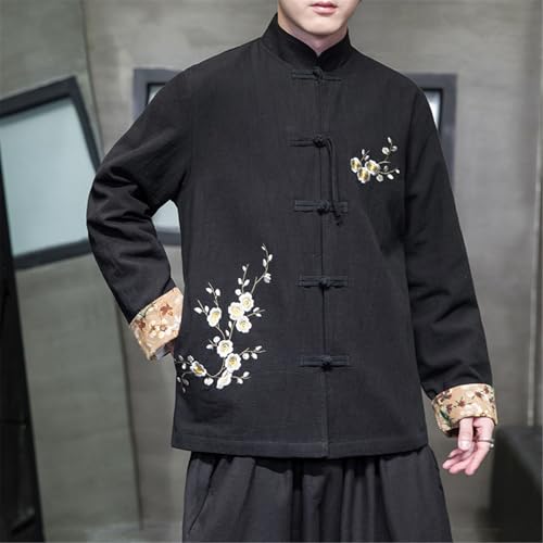Linen Chinese style Autumn and Winter men's embroidered cotton and linen Tang suit jacket4