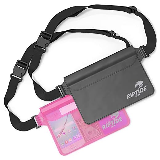 Riptide Waterproof Fanny Pack (2 Pack) for Men & Women Dry Bag Water Resistant with Adjustable Waist Strap -Protects Valuables - at Water Sports Swimming Skiing Black/Transparent & Sheer Pink
