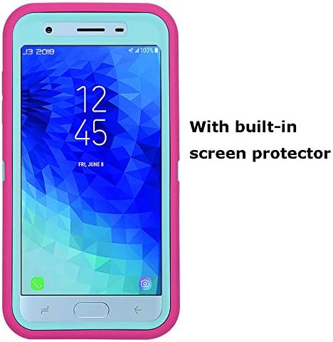 Annymall Galaxy J7 2018 Case, Heavy Duty Defender Armor Cover with Swivel Belt Clip & Built-in Screen Protector for Samsung J7 2018/ Galaxy J7 Aero/ J7 Refine/ J7 Star/ J7 Crown(2018) (Rose)