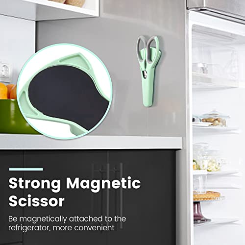 Ultra Sharp Kitchen Scissors With Magnetic Holder, Heavy Duty Kitchen Shears Meat Scissors, Multifunctional Stainless Steel Cooking Poultry Scissors For Household School Picnic(Green) #TOP1