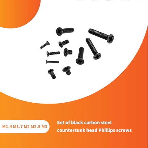 Vwoqiy 1240 Stück Kleine Schrauben Sortiment Kit, Senkkopfschrauben, Mikroschrauben Maschinenschrauben, Gewindeschrauben Set, Brillenschrauben, Uhrenbrille Computer Schrauben, M1.4/M1.7/M2/M2.5/M3
