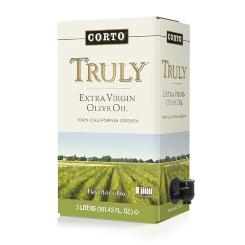Corto TRULY® | 100% Extra Virgin Olive Oil | Floral Notes | Cold Extracted in State-of-the-Art Mill | Straight from Official Corto Olive Groves & Oil Producer | Oxygen-Free, Light Free FlavorLock Box