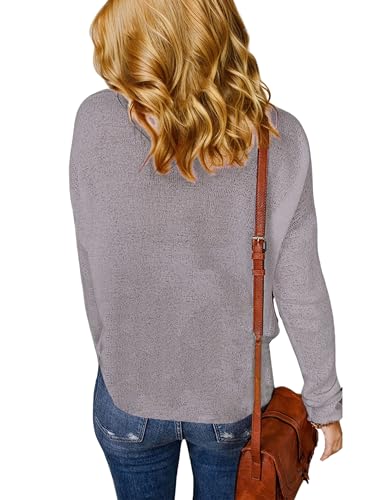 Image of Womens's Drop Shoulder Casual Loose Crewneck Lightweight Long Sleeve Pullover Sweaters