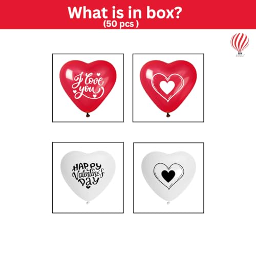 Image of HK balloons Aluminum Valentine'Sday Decoration Balloonscelebrations With Thisbeautiful Heartballoons Celebrateof Love With This Lovely Setofballoons Gift To Your Love|Red, White|50 Pcs